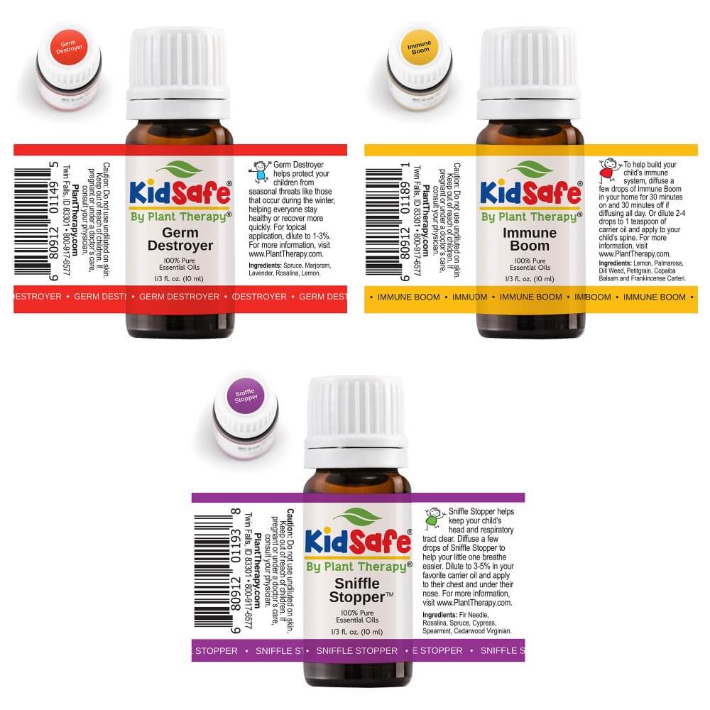 Plant Therapy Essential Oils KidSafe Wellness Sampler Set 10 mL (1/3 oz